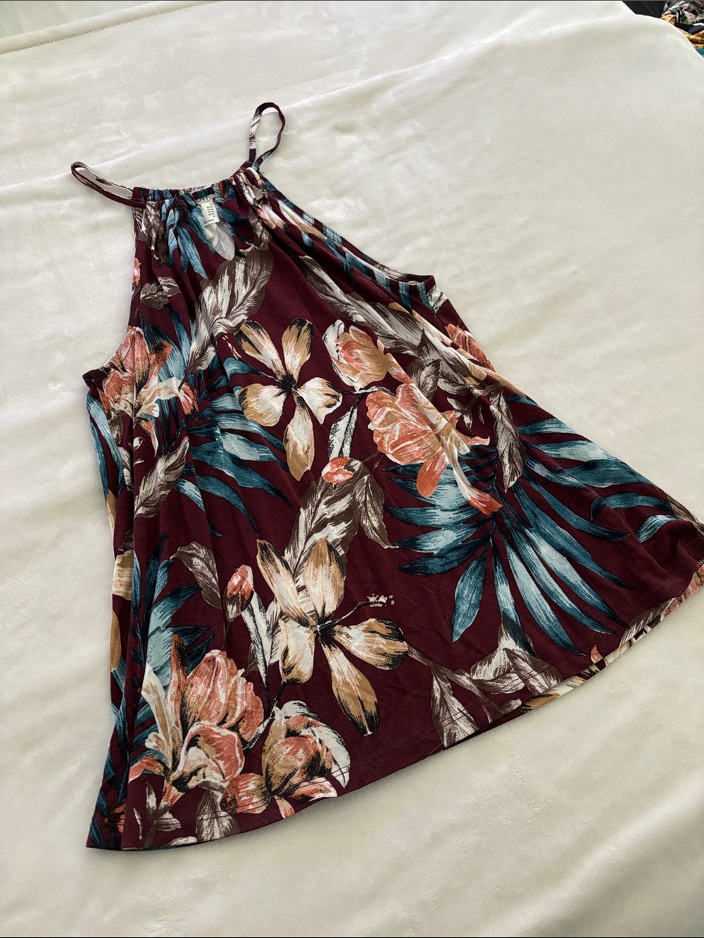 Floral Halter Cami in Burgundy